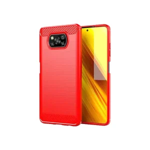 Xiaomi Mi Poco X3 Cover Case Brushed TPU Case - Red